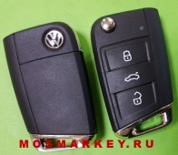 Volkswagen (MQB) HU66 TIGUAN, TOURAN, GOLF 7, PASSAT B8 - оригинальный выкидной ключ c системой Keyless Go, 3 кнопки, 433Mhz