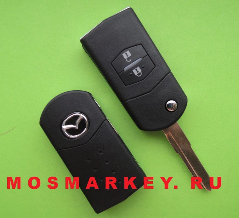 Mazda  - выкидной ключ зажигания, 2 кнопки, 433Mhz