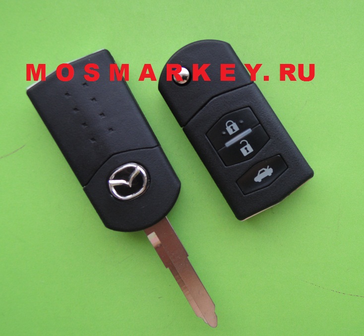 Mazda - выкидной ключ зажигания 3 кнопки,  433Mhz