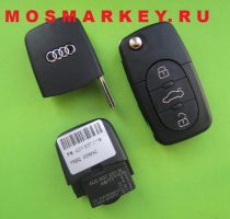 Audi выкидной ключ зажигания HU66 - 433 Mhz, 3 кнопки 