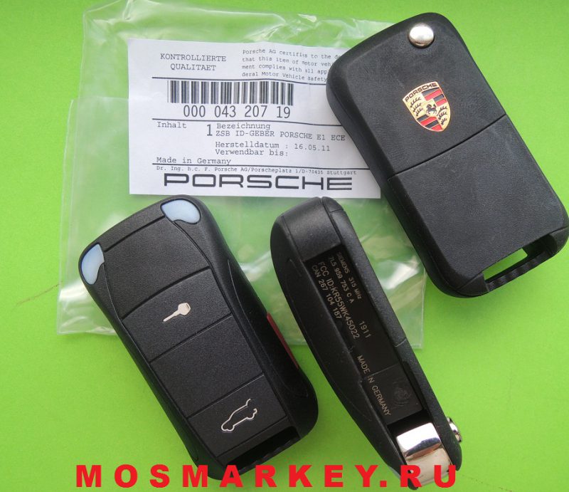 Porsche оригинальный ключ зажигания, 315 Mhz(Америка), 2 кнопки+паника