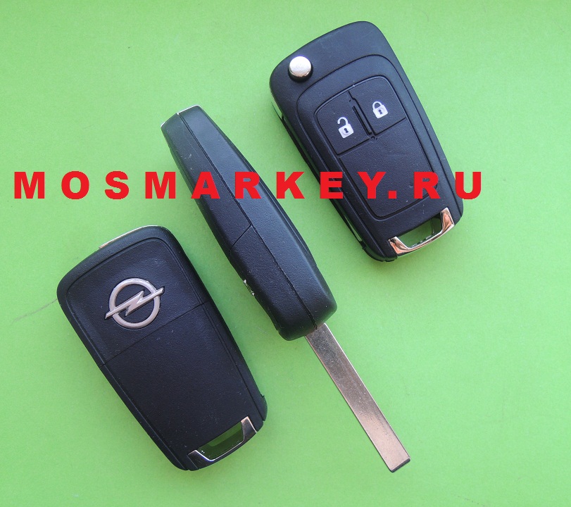 Opel  HU100 - Astra J, Insignia - ключ зажигания, 2 кнопки, 433Mhz
