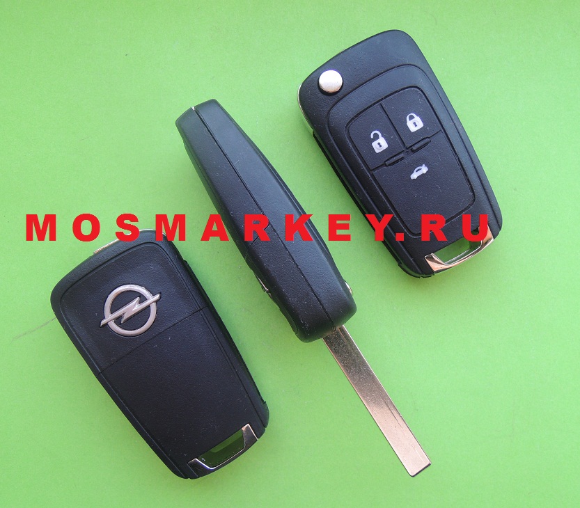 Opel HU100 -  Astra J, Insignia - ключ зажигания, 3 кнопки, 433Mhz