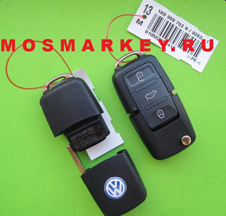  VW ключ зажигания - 1K0 959 753 P, 3 кнопки, 433Mhz