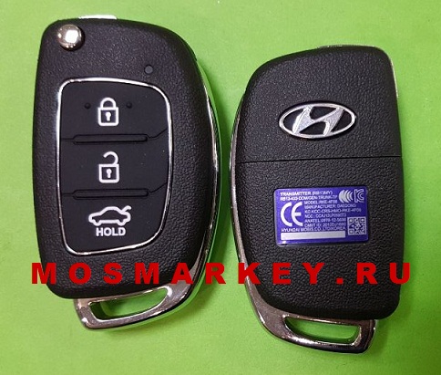 Hyundai Solaris - выкидной ключ зажигания, 3 кнопки(PCF7936)