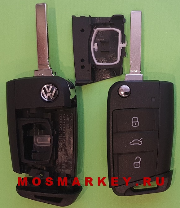 VW  HU162 - корпус выкидного ключа, 3 кнопки