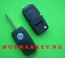 Volkswagen HU66 -  корпус выкидного ключа, 3 кнопки